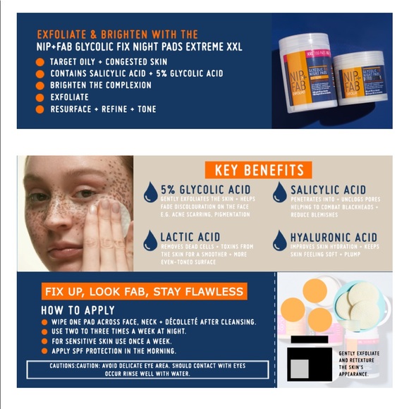 BN Nip+Fab Glycolic Fix Night Pads Extreme 60 Pads - Picture 3 of 10